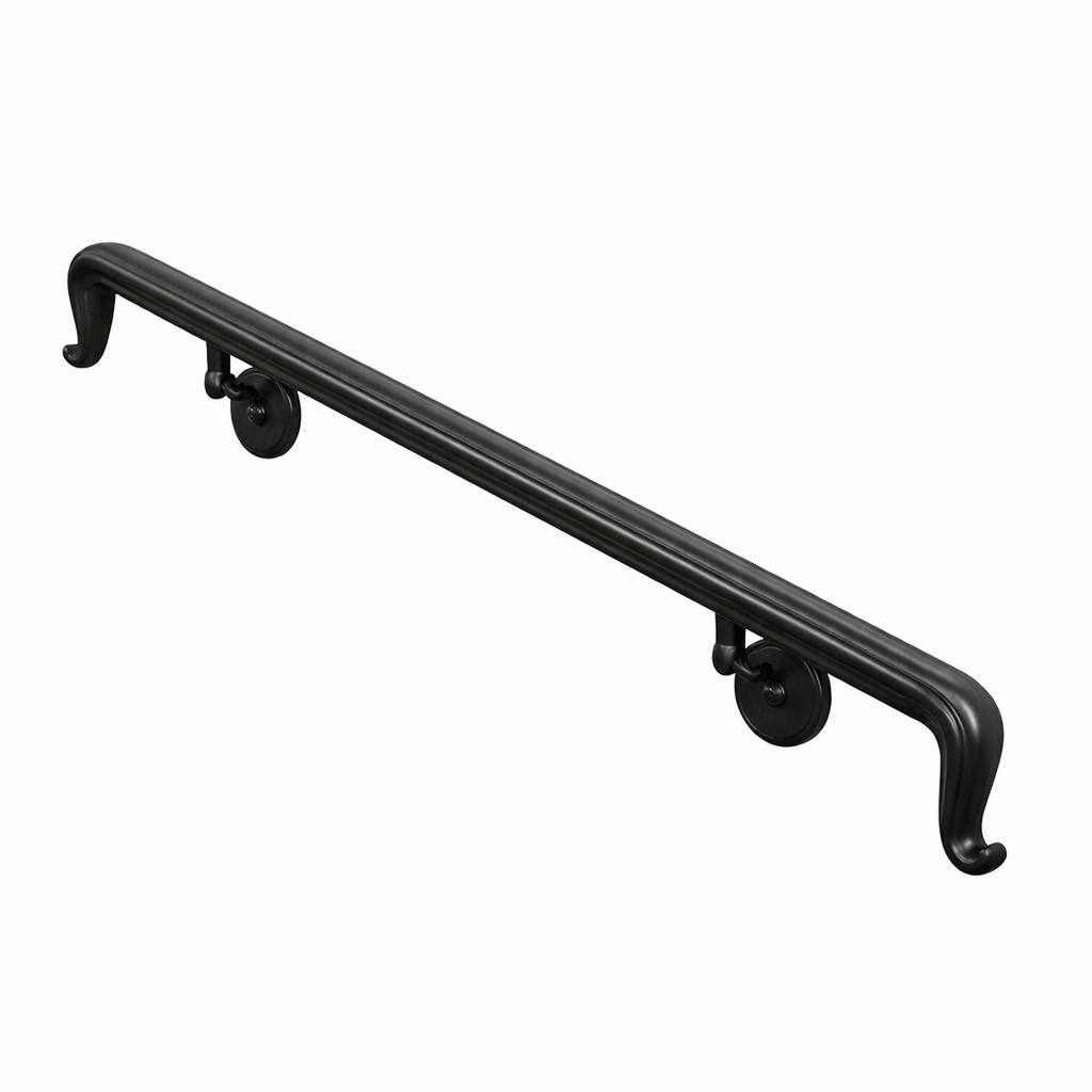 Wrought Iron Handrail – Wall Mounted – 2x1 – Square Lamb Tongue – Molded