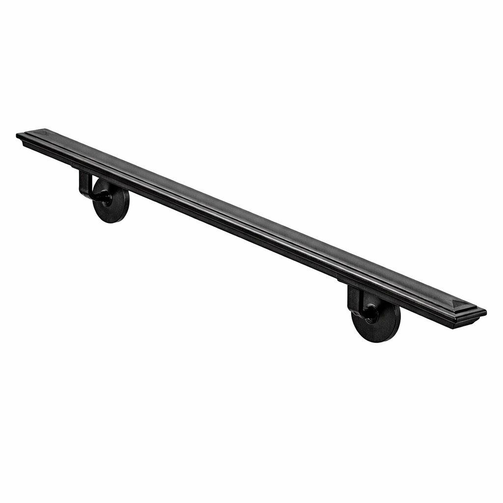 Wrought Iron Handrail – Wall Mounted – 2x1 – Square Straight Cut – Molded