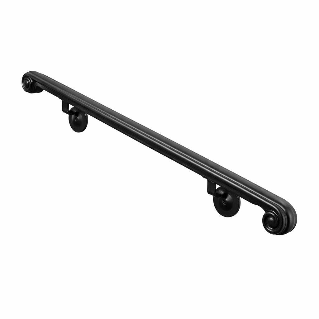 Wrought Iron Handrail – Wall Mounted – 2x1 – Square Volute Fist – Molded