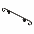 Wrought Iron Handrail – Wall Mounted – 2x1 – Square Volute Scroll – Hammered