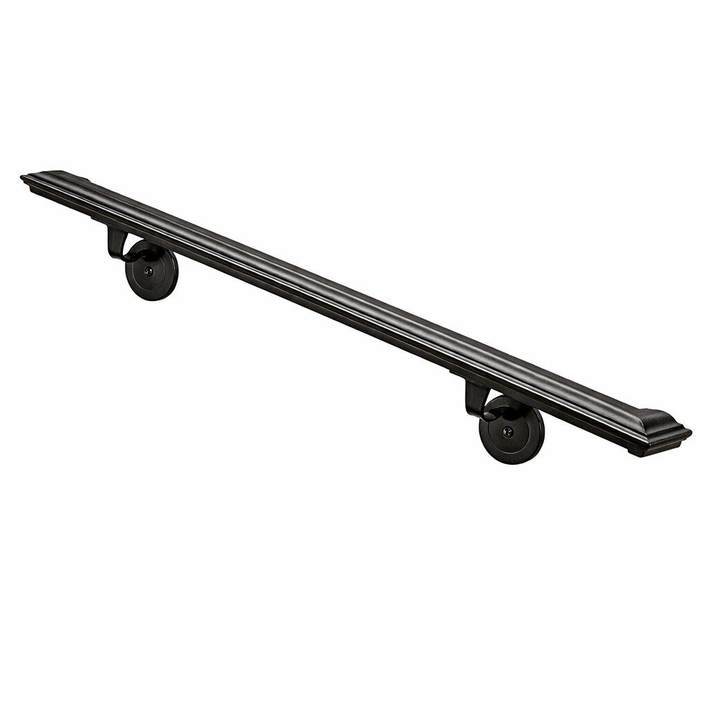Wrought Iron Handrail – Wall Mounted – 2x1 – Square Wall Return – Molded