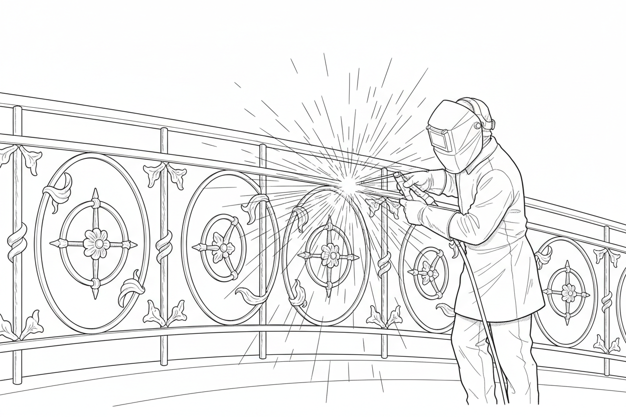 welding a metal railing